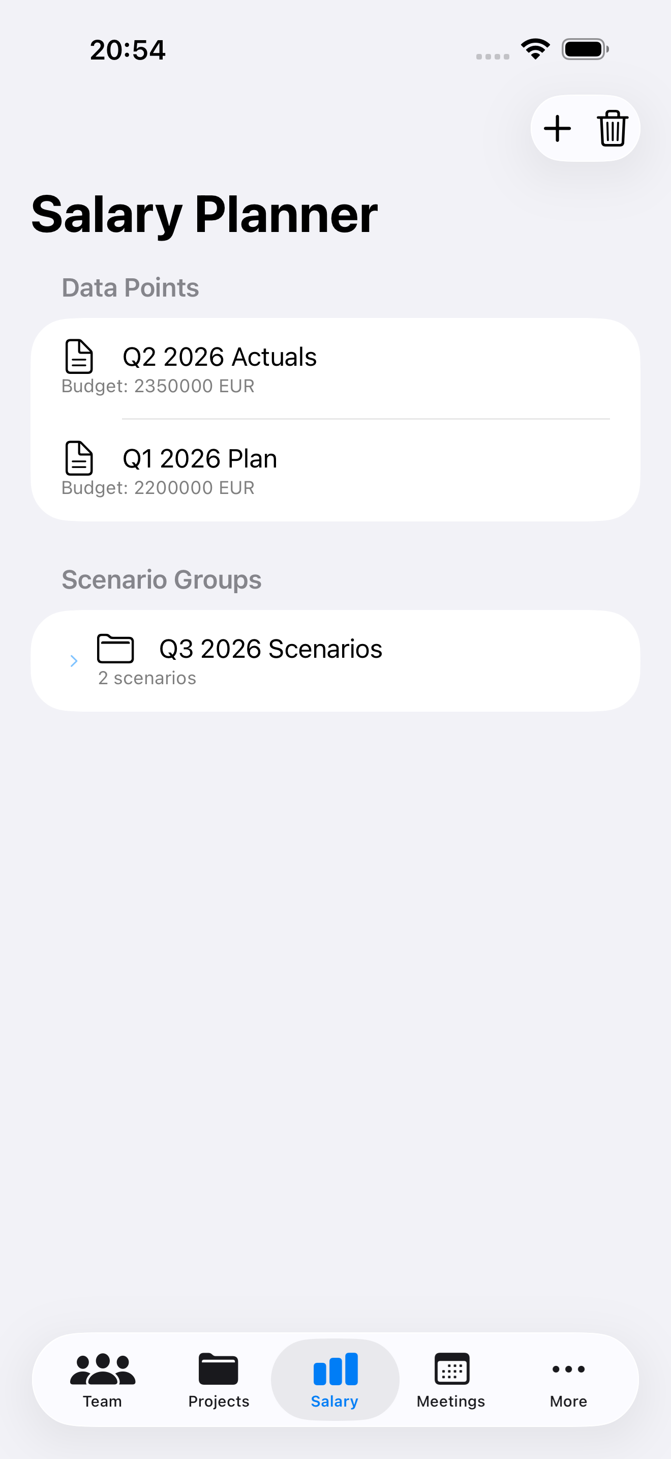 MySquad Salary Planner on iOS