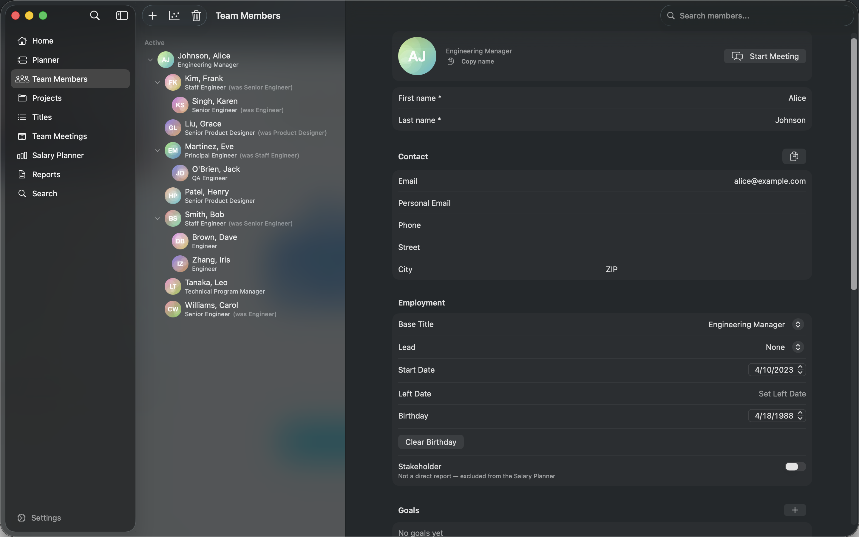 Team Members on macOS