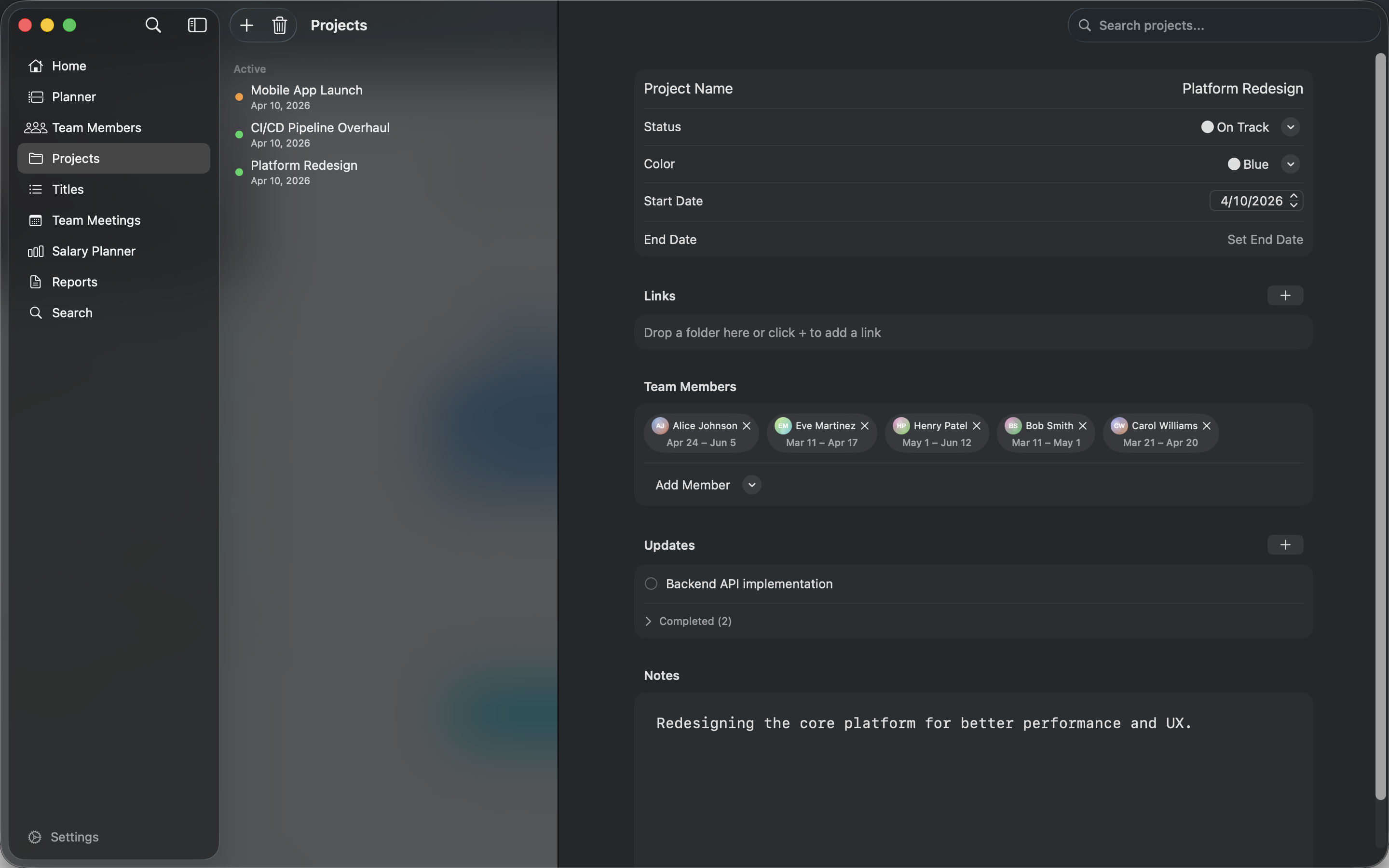 Projects on macOS