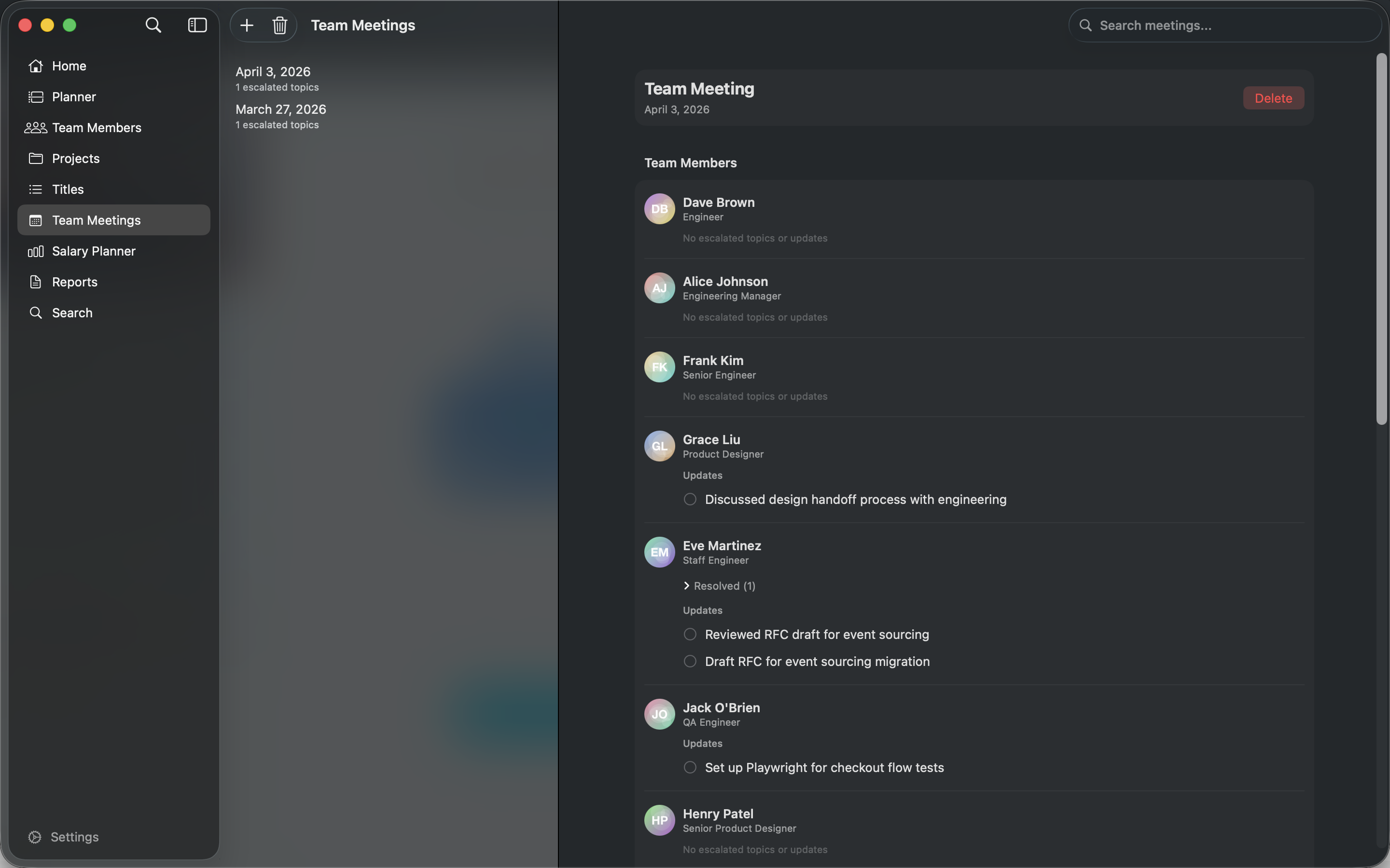 Meetings on macOS