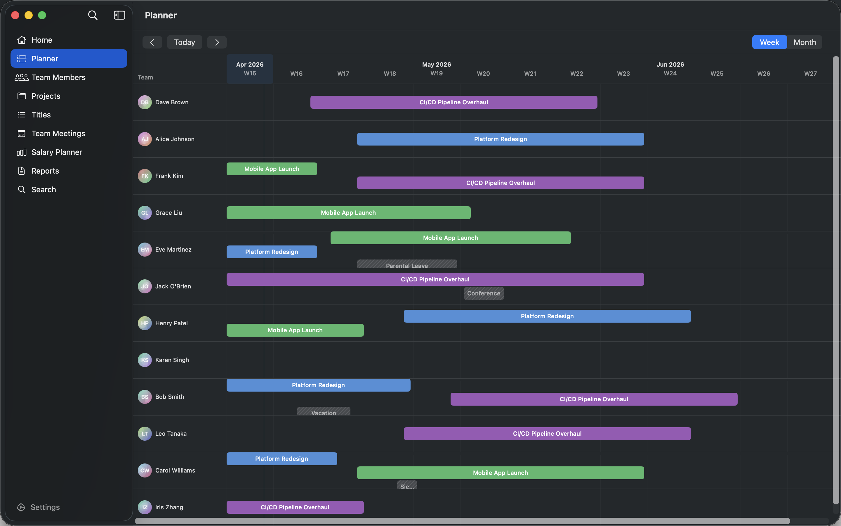 Team Planner on macOS